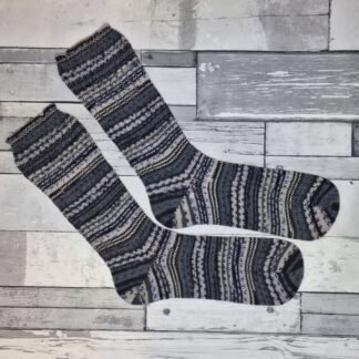 HANDMADE KNITTED SOCKS - Size 7-8 Achromatic (or black, white and grey if you prefer...) - SOLD