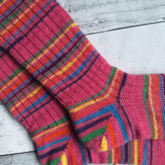 HANDMADE KNITTED SOCKS - Size 3-4 Candy (with added lycra)