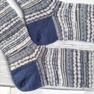 HANDMADE KNITTED SOCKS - Size 11-12 Achromatic (or Black, White & Grey if you prefer)