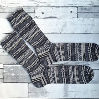 HANDMADE KNITTED SOCKS - Size 12-13 Achromatic (or Black, White & Grey if you prefer)