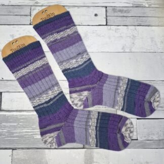 HANDMADE KNITTED SOCKS - Size 5-6 Imperial Purple