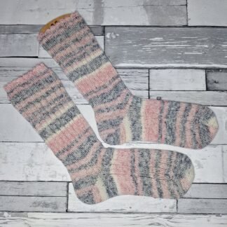 HANDMADE KNITTED SOCKS - Size 5-6 Soft Pink Clouds - Supersoft Merino