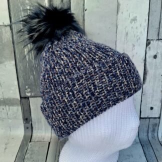 100% British Wool - The Croft Blue Heather Knitted Hat