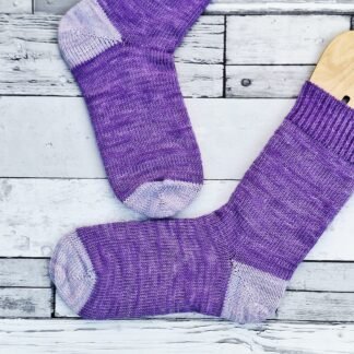 Hand-dyed Merino Socks- Size 4-5 - Lavender Moon