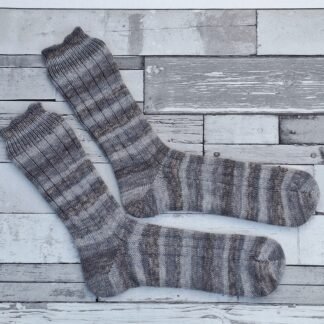 HANDMADE KNITTED SOCKS - Size 12-13 - Silver Fox