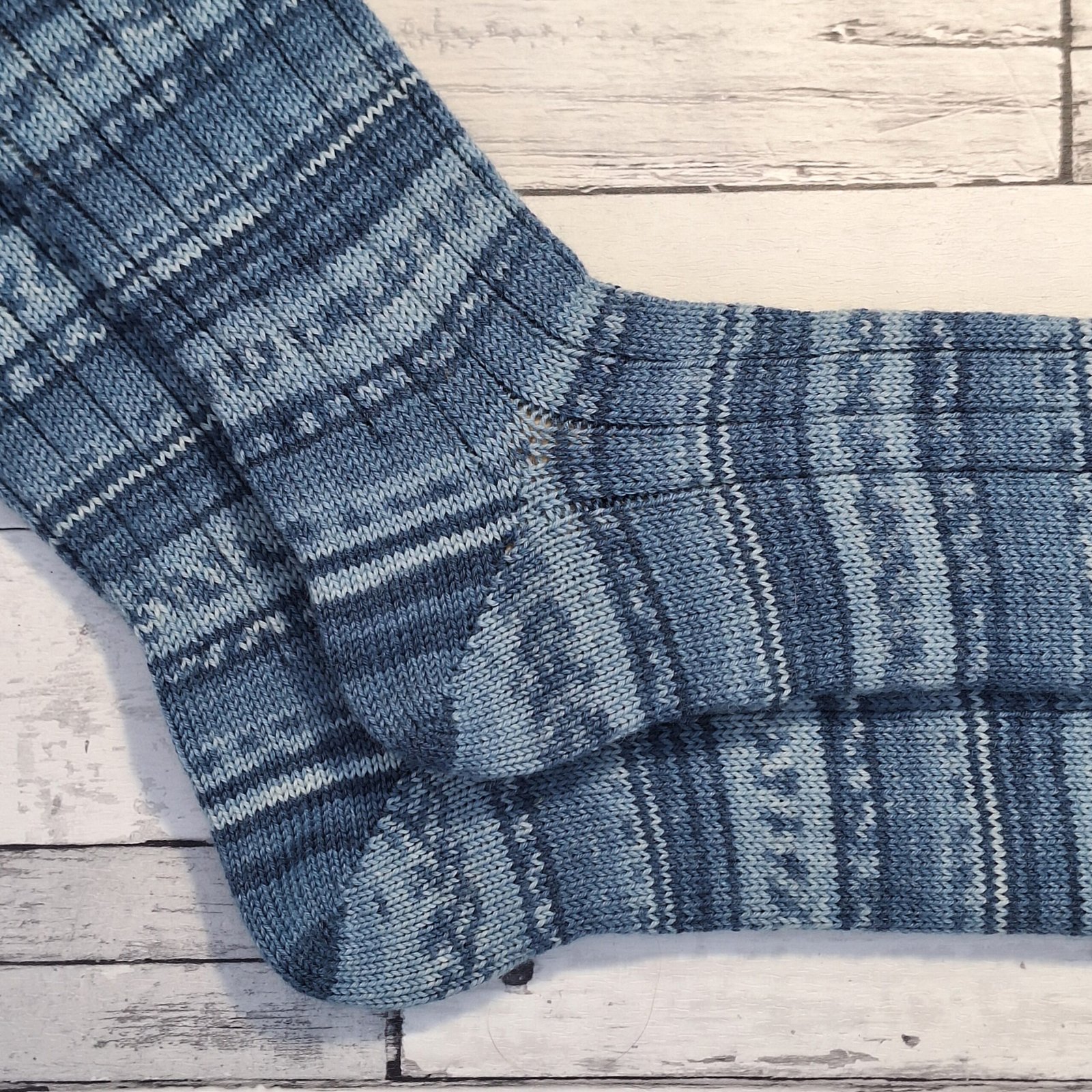 HANDMADE KNITTED SOCKS - Size 13 - Morning Mist - Image 2