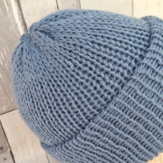 100% British Wool - The Croft Cool Denim Blue Knitted Hat