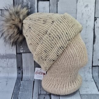 100% British Wool - Classic Cream Tweed Knitted Hat