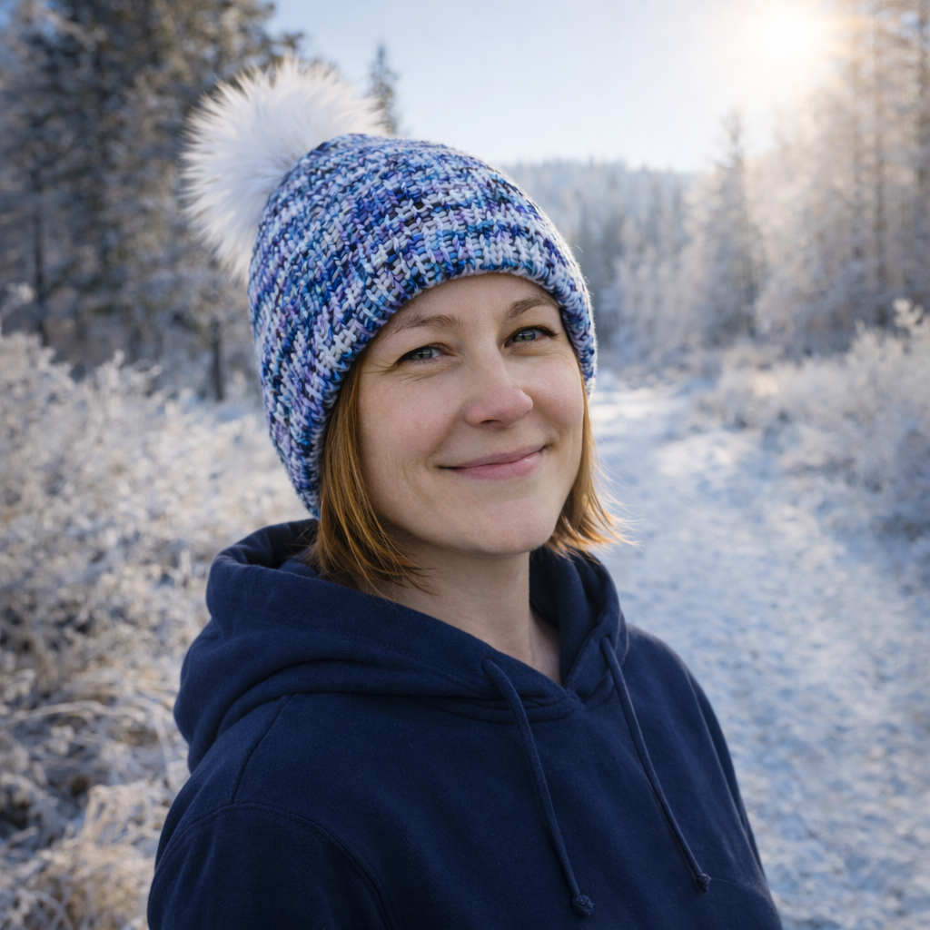 Hand-dyed 100% merino knitted hat - Splash