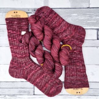 Hand Dyed 4 Ply Sock Yarn - Merino or BFL Nylon - Vintage Cranberry
