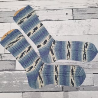 HANDMADE KNITTED SOCKS - Size 8-9 - Frosted Denim