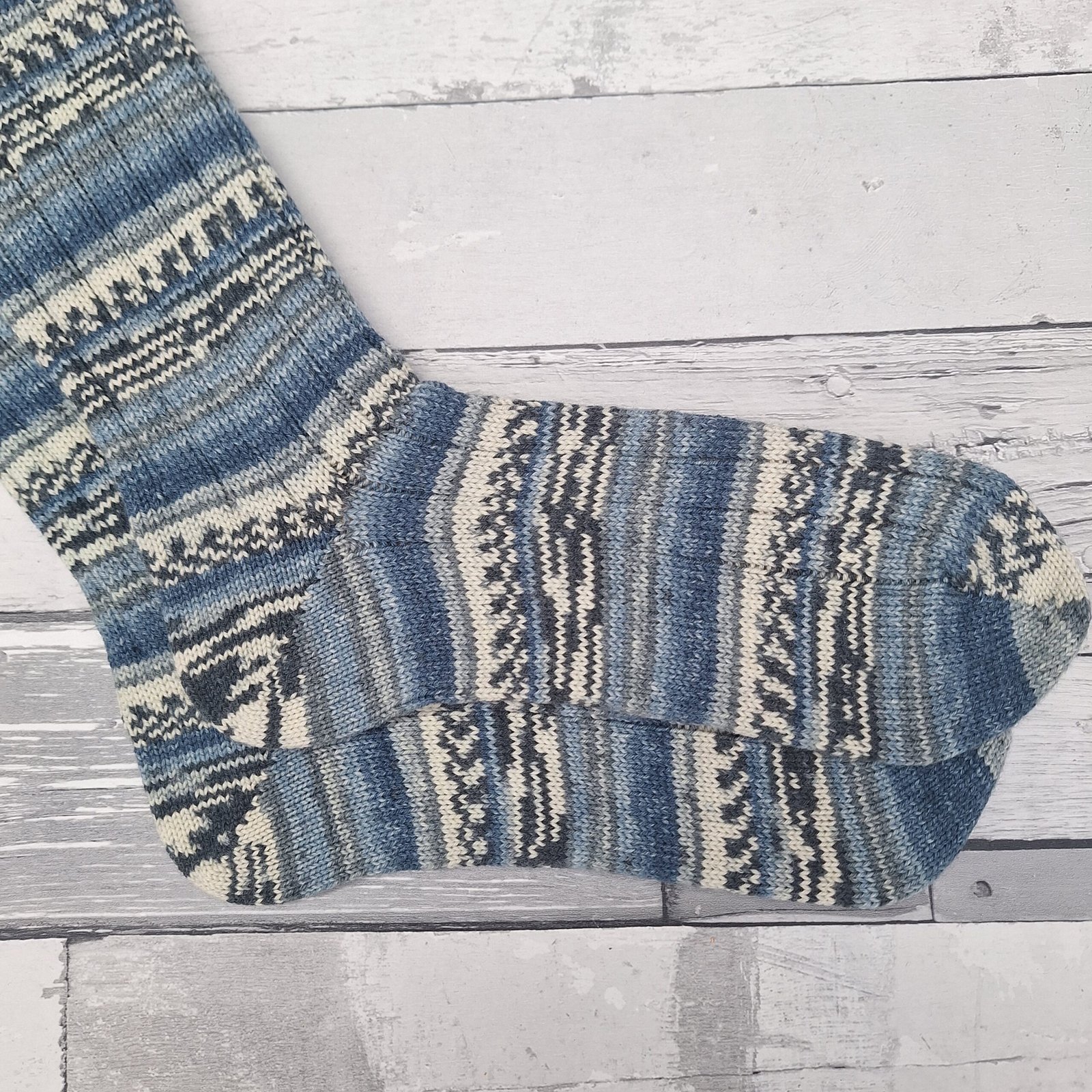 HANDMADE KNITTED SOCKS - Size 8-9 - Winter Tides - Image 2