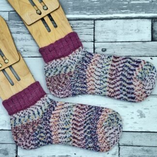 HANDMADE KNITTED SOCKS - Size 3-4 Shorties - Purple Emporer