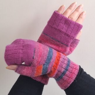 Handmade Colourful Wristwarmers - Berry Blaze | Pink & Purple