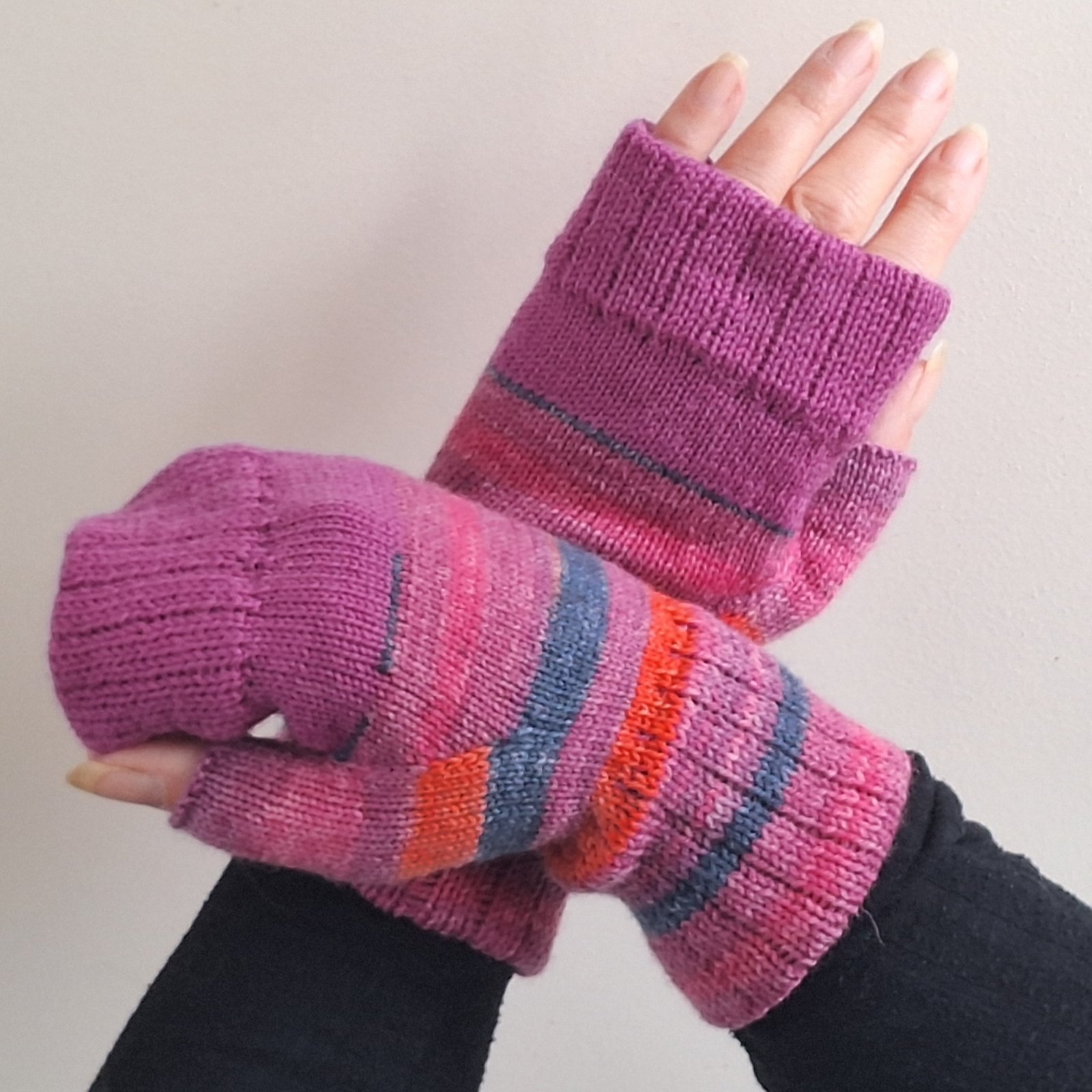 Handmade Colourful Wristwarmers - Berry Blaze | Pink & Purple