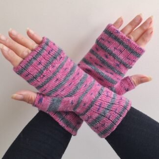 Handmade Colourful Wristwarmers - Raspberry Slate | Pink & Grey