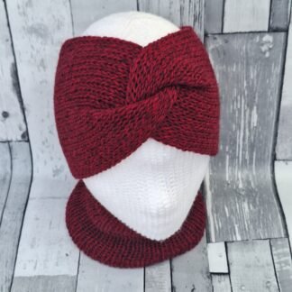 Handmade Wool Blend Headwarmer & Neckwarmer | Wild Cherry