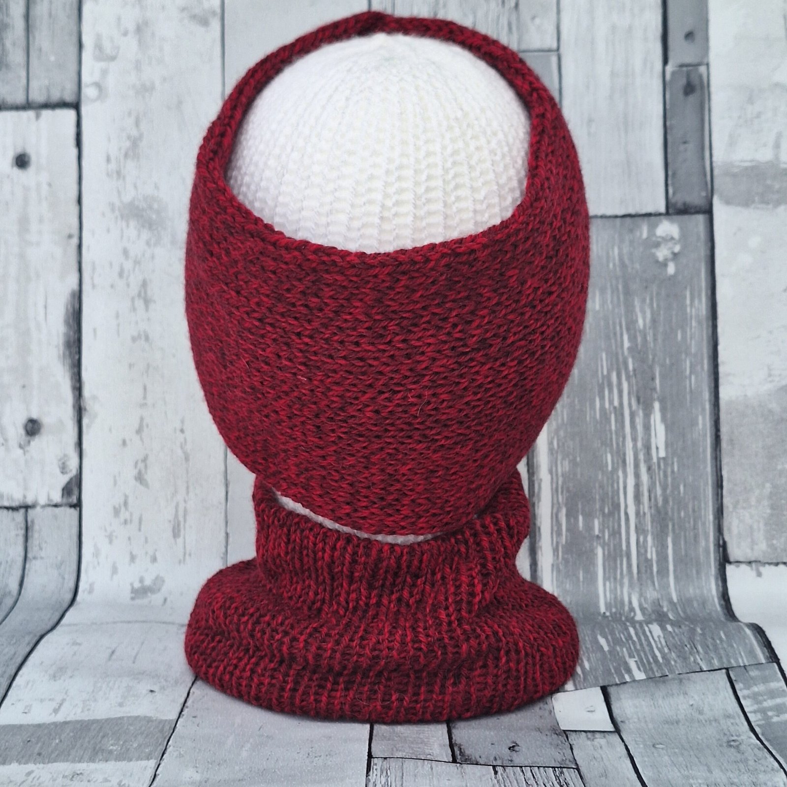Handmade Wool Blend Headwarmer & Neckwarmer | Wild Cherry - Image 11