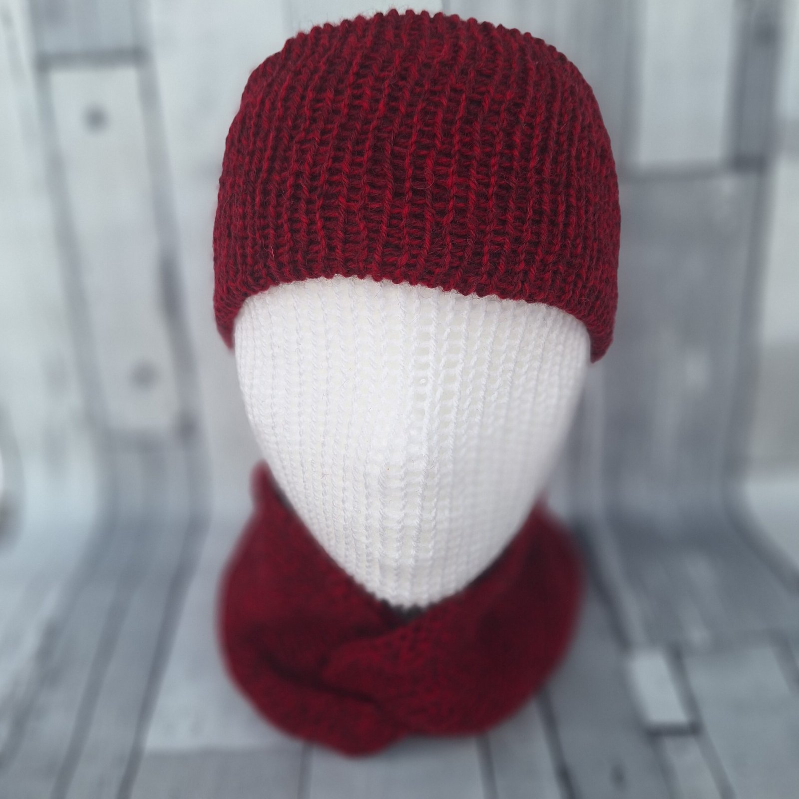 Handmade Wool Blend Headwarmer & Neckwarmer | Wild Cherry - Image 3