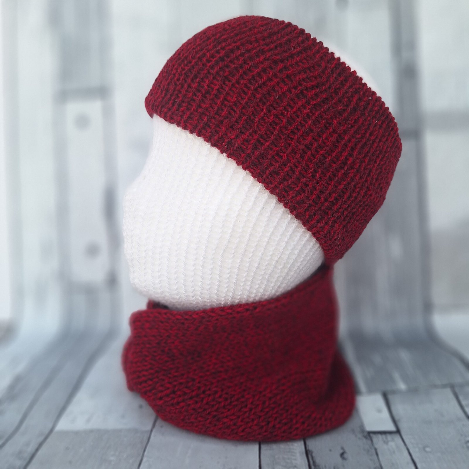 Handmade Wool Blend Headwarmer & Neckwarmer | Wild Cherry - Image 4