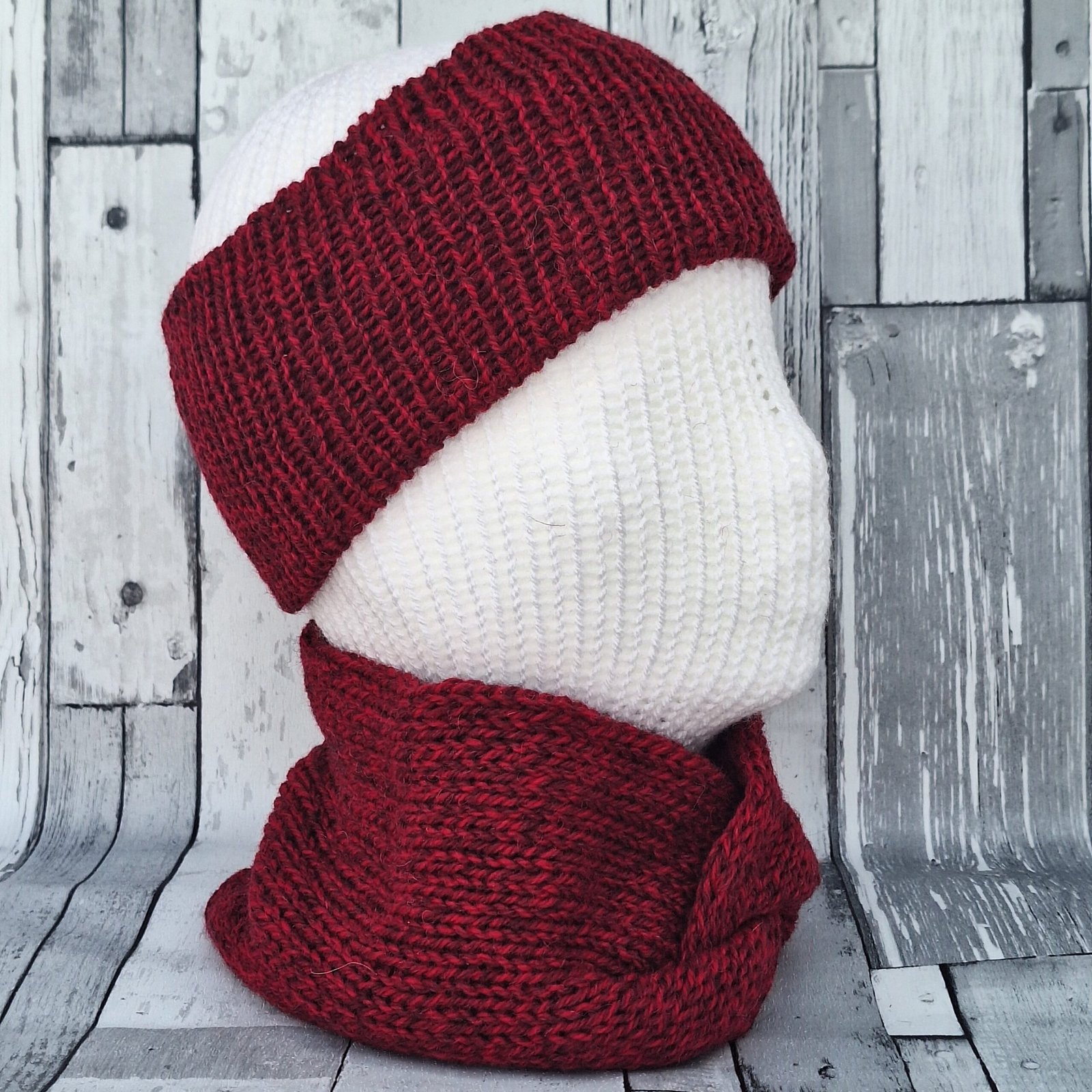 Handmade Wool Blend Headwarmer & Neckwarmer | Wild Cherry - Image 9
