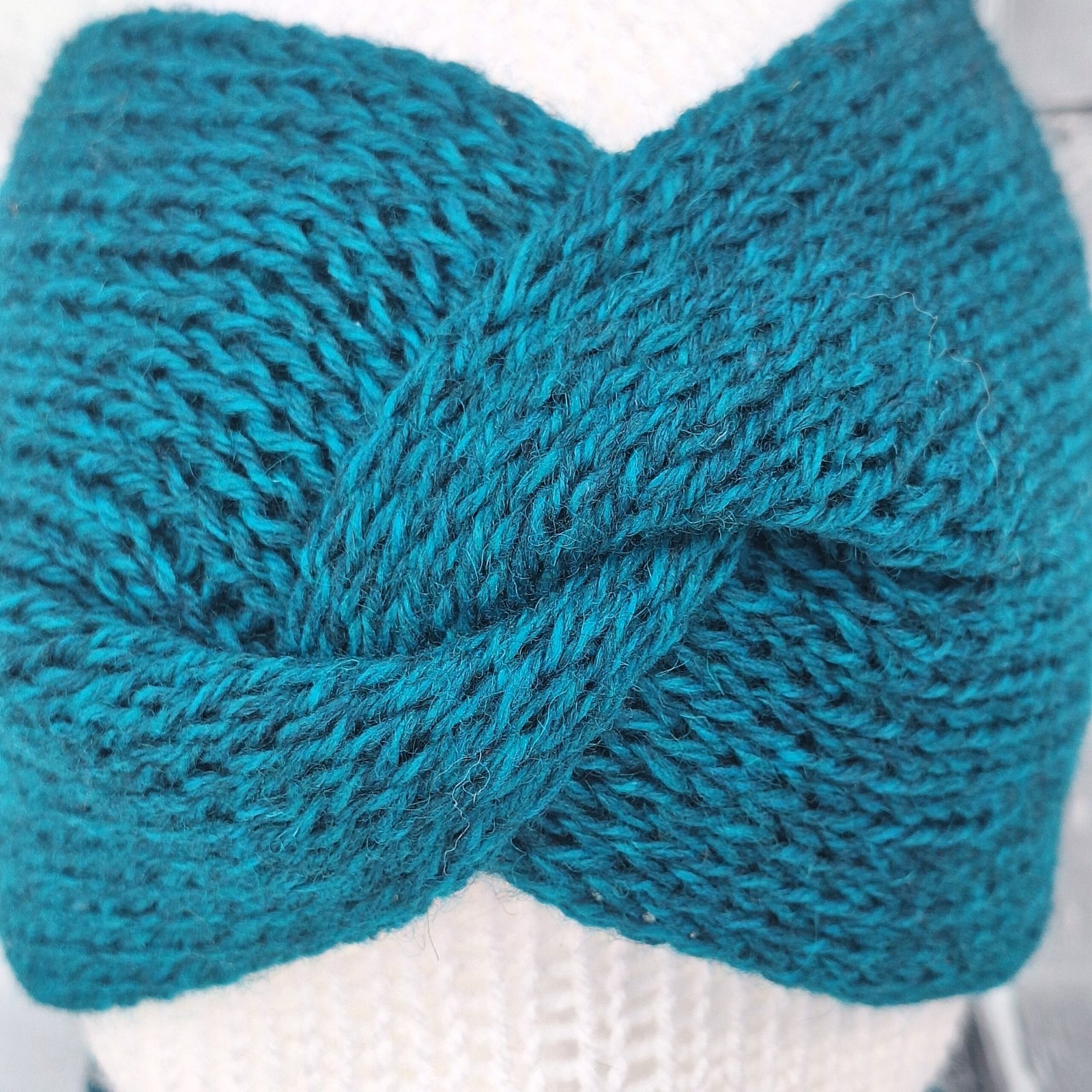 Handmade Wool Blend Headwarmer & Neckwarmer | Blue Lagoon - Image 2