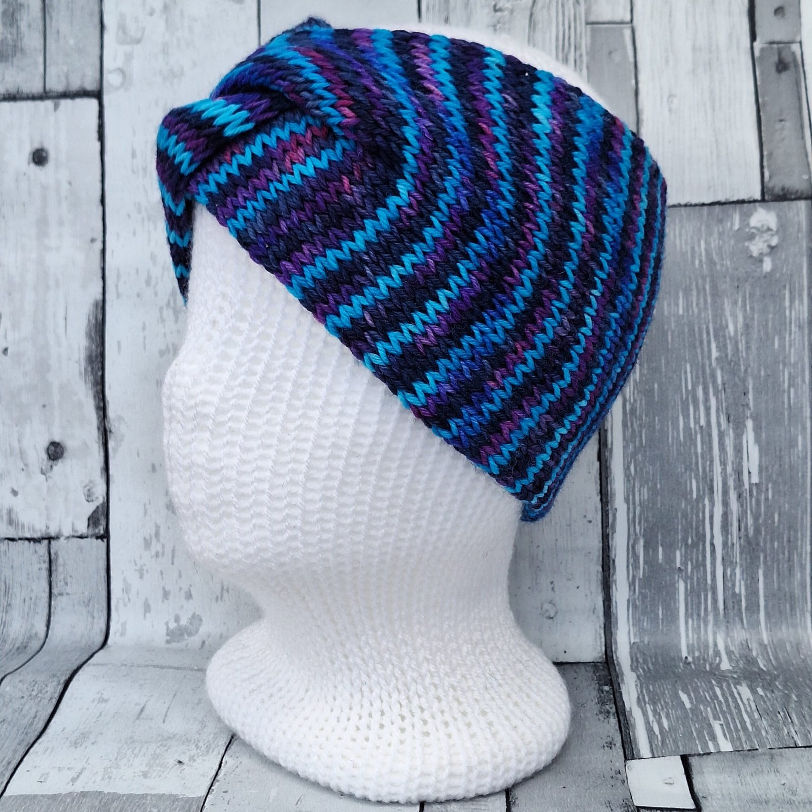 Handmade Hand-Dyed Wool Headwarmer & Neckwarmer | Midnight Lagoon - Image 3