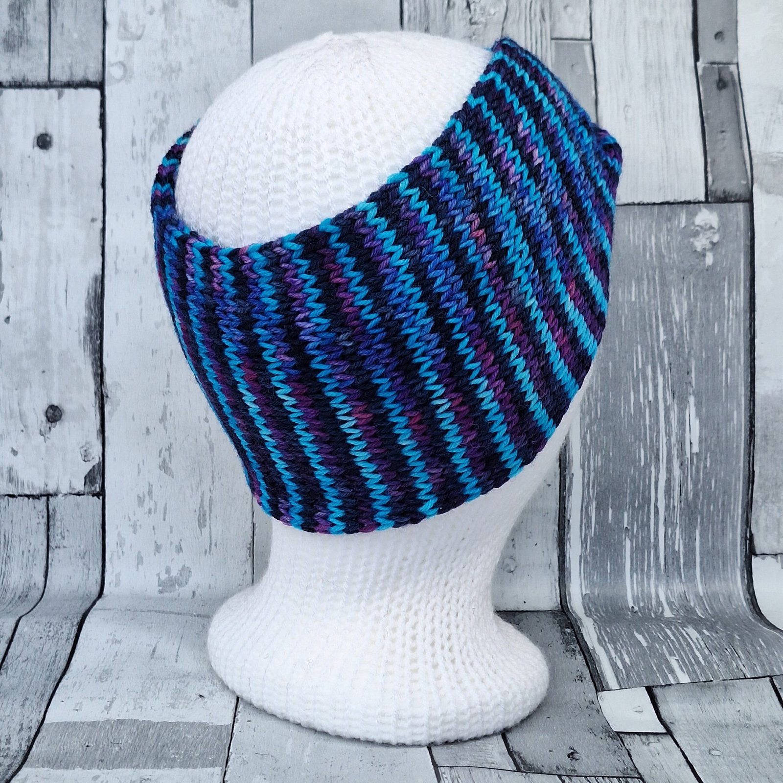 Handmade Hand-Dyed Wool Headwarmer & Neckwarmer | Midnight Lagoon - Image 6