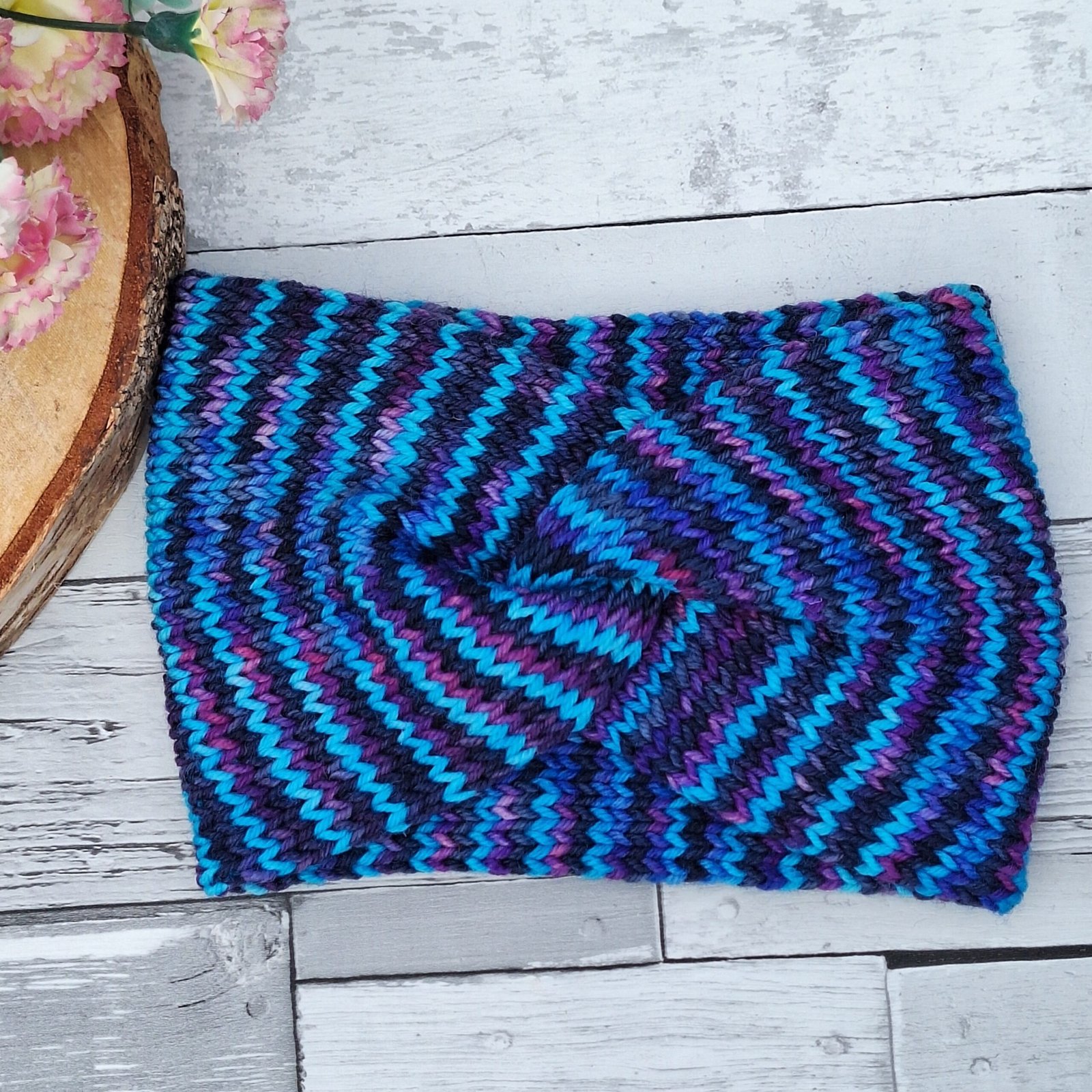 Handmade Hand-Dyed Wool Headwarmer & Neckwarmer | Midnight Lagoon - Image 5