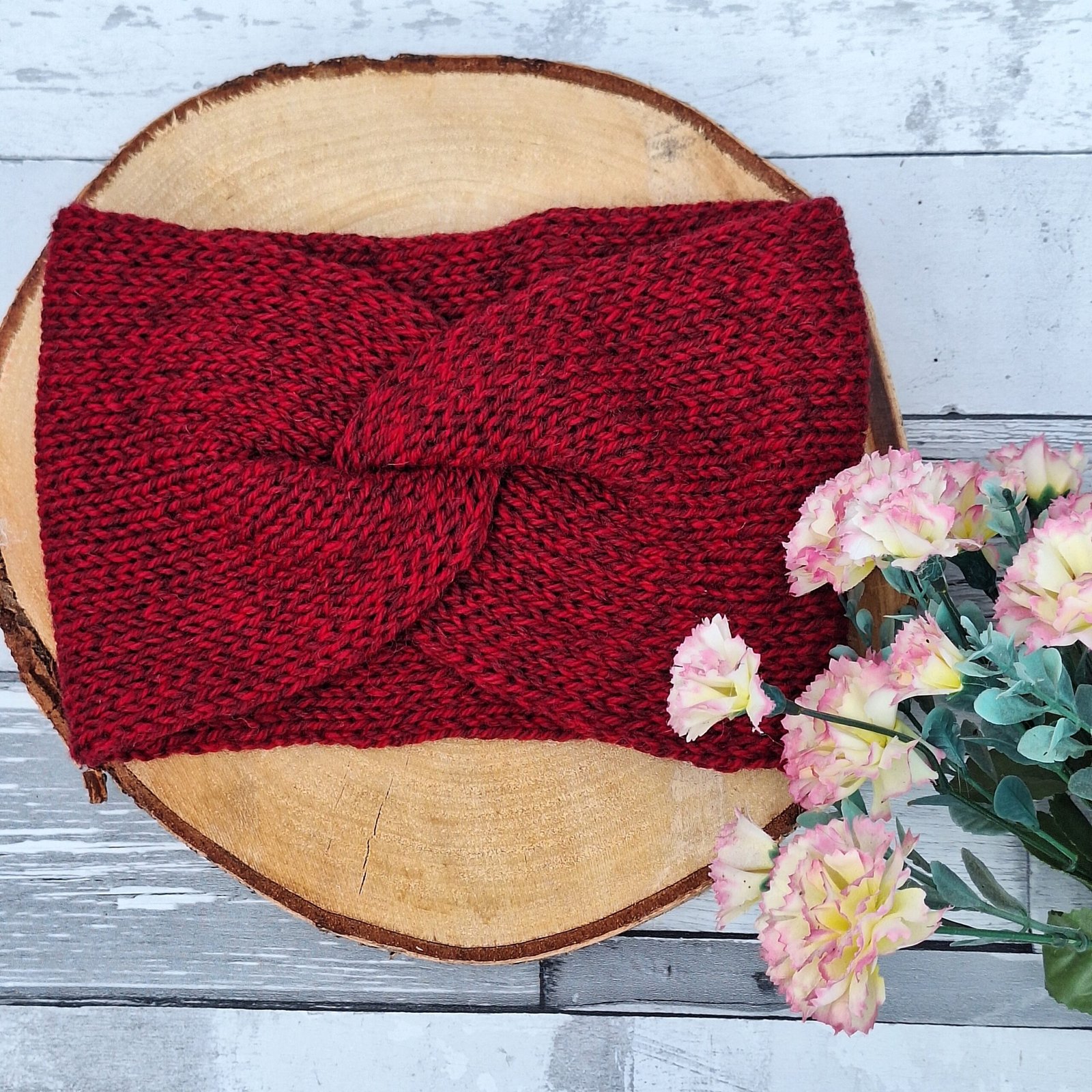 Handmade Wool Blend Headwarmer & Neckwarmer | Wild Cherry - Image 2