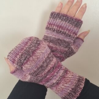 Handmade Colourful Wristwarmers – Heather Plum | Mauve & Grey