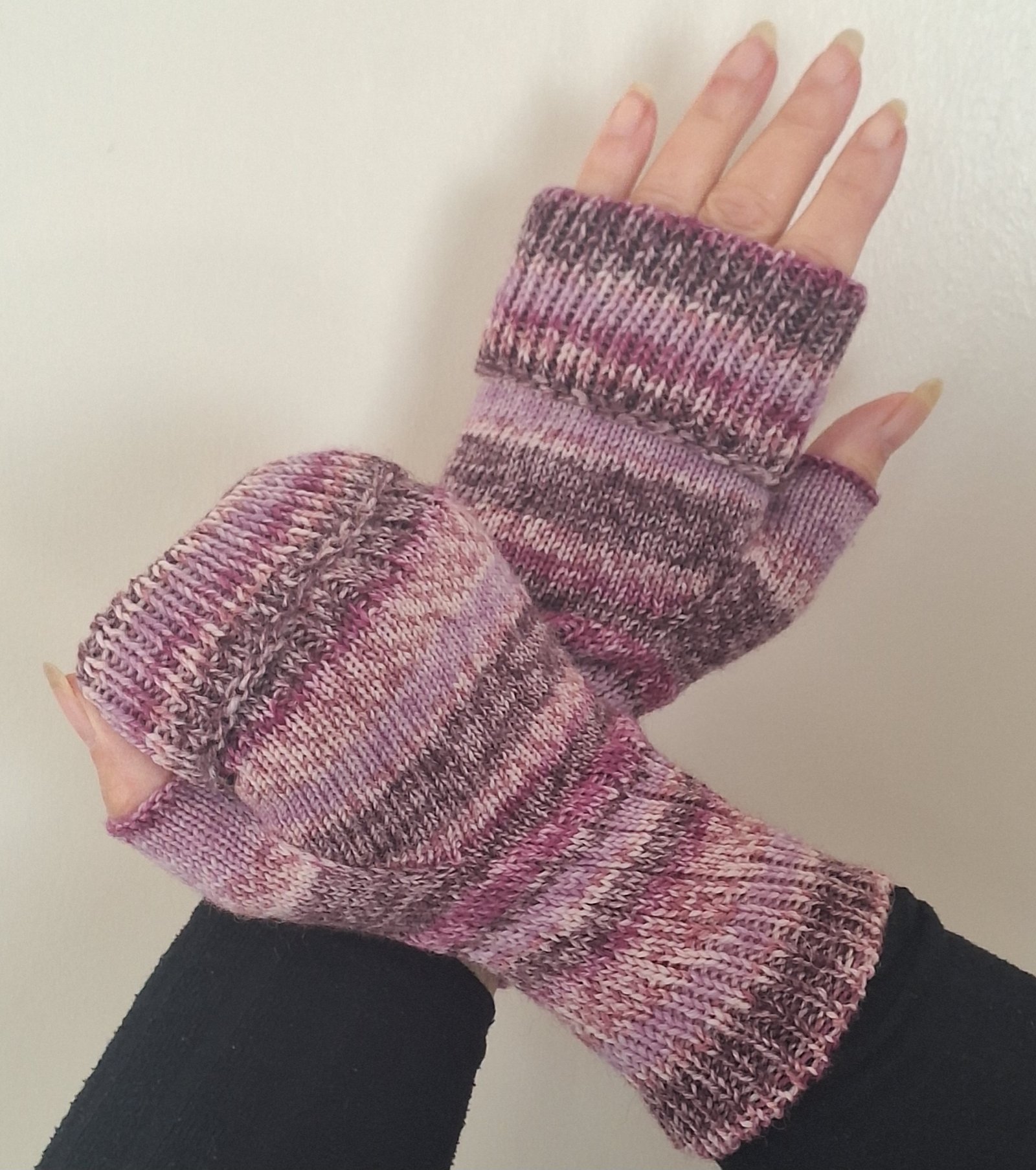 Handmade Colourful Wristwarmers – Heather Plum | Mauve & Grey