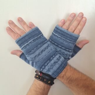 Handmade Colourful Wristwarmers – Morning Mist | Blue & Grey