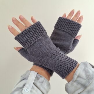 Handmade Knitted Wristwarmers – Solid Grey