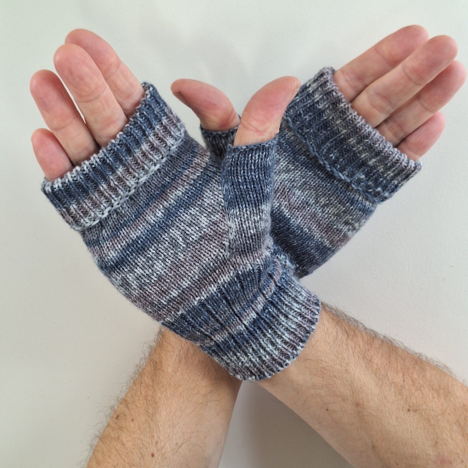 Handmade Knitted Wristwarmers – Slate | Blue, Grey & Mauve