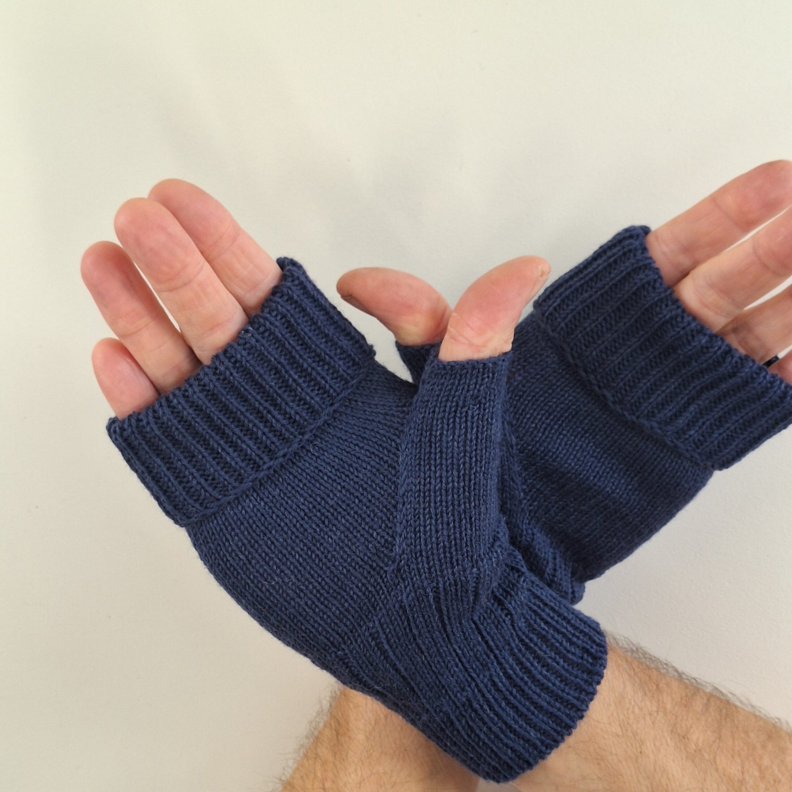 Handmade Knitted Wristwarmers – Solid Navy - Image 4