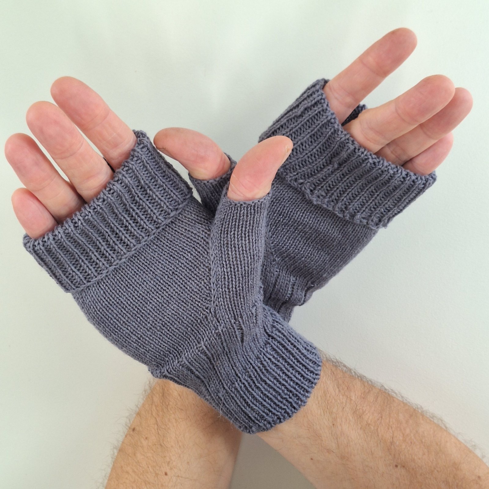Handmade Knitted Wristwarmers – Solid Grey - Image 2