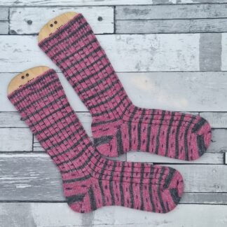 Handmade Knitted Wool Socks – Raspberry Slate | Size 5-6