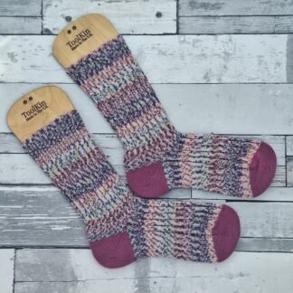 Handmade Knitted Wool Socks – Purple Emperor | Size 5-6