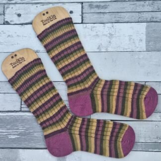 Handmade Knitted Wool Socks – Rhubarb & Custard | Size 6-7