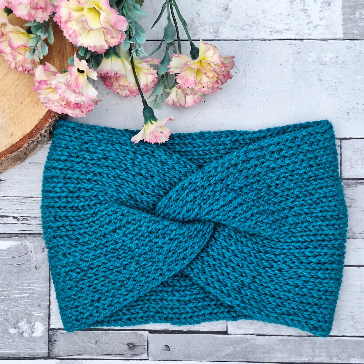 Handmade Wool Blend Headwarmer & Neckwarmer | Blue Lagoon - Image 4