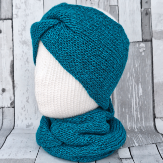 Handmade Wool Blend Headwarmer & Neckwarmer | Blue Lagoon