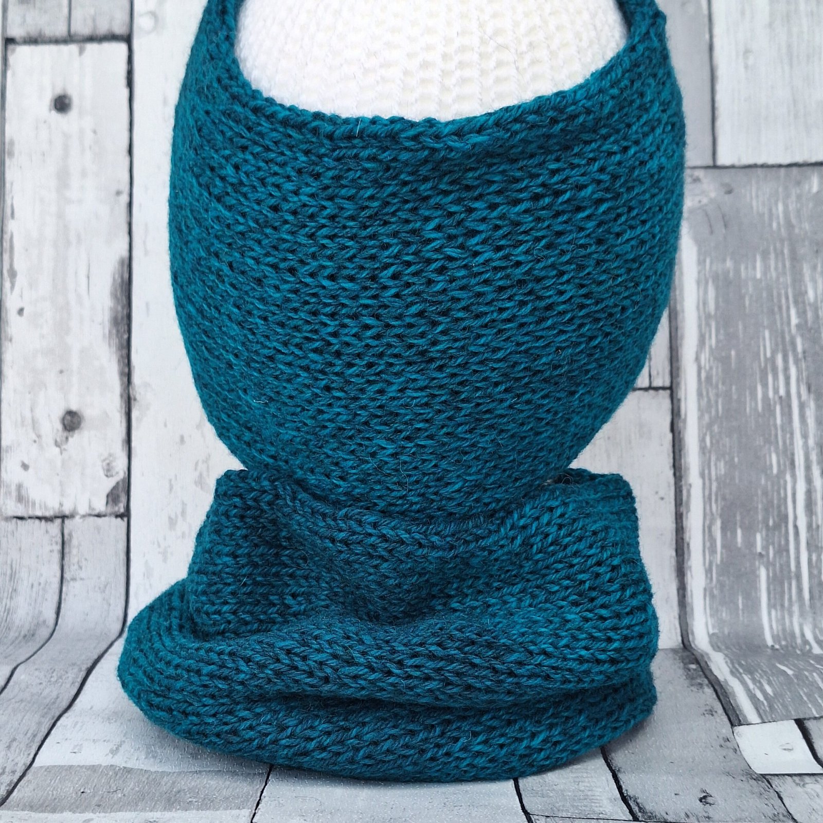 Handmade Wool Blend Headwarmer & Neckwarmer | Blue Lagoon - Image 3