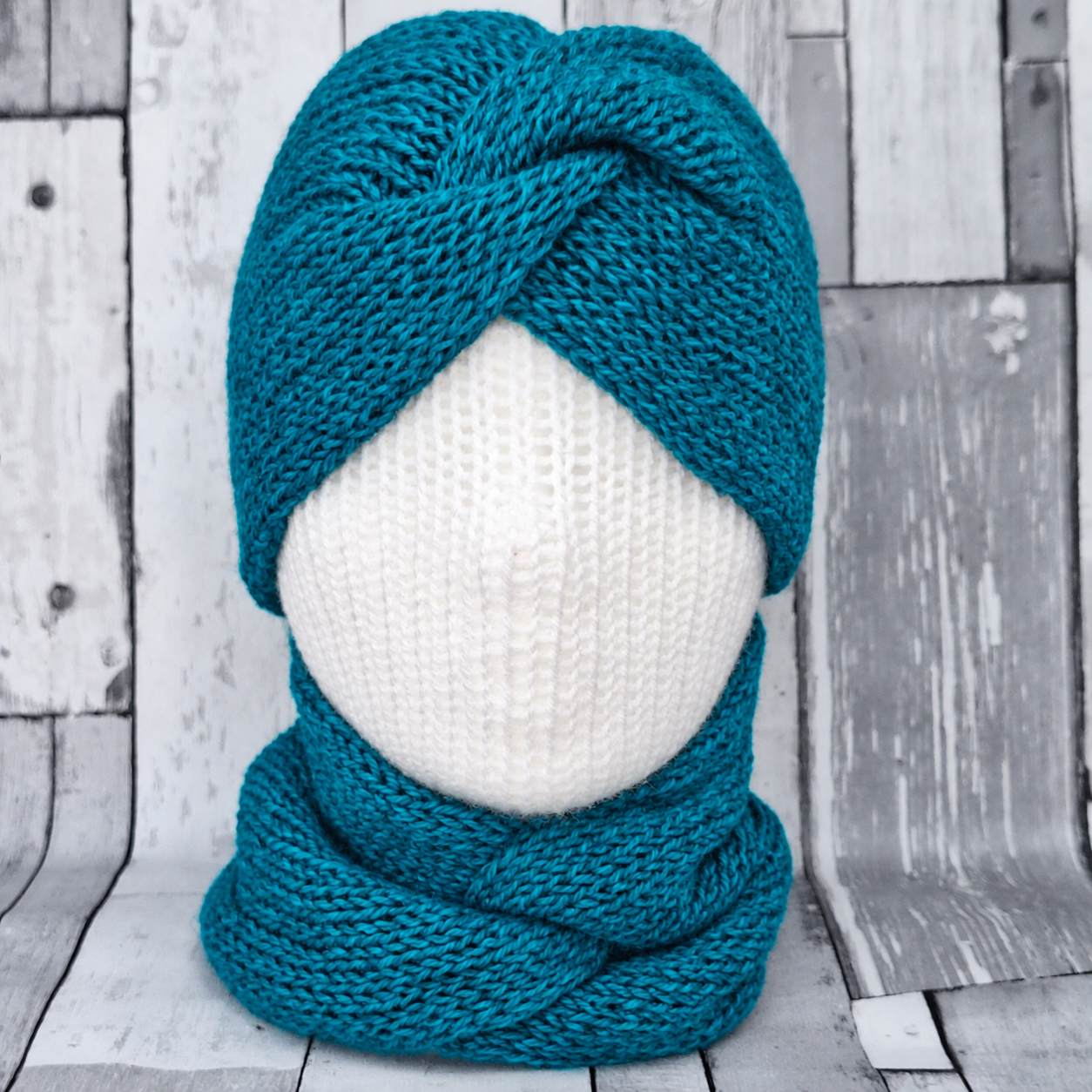 Handmade Wool Blend Headwarmer & Neckwarmer | Blue Lagoon - Image 6